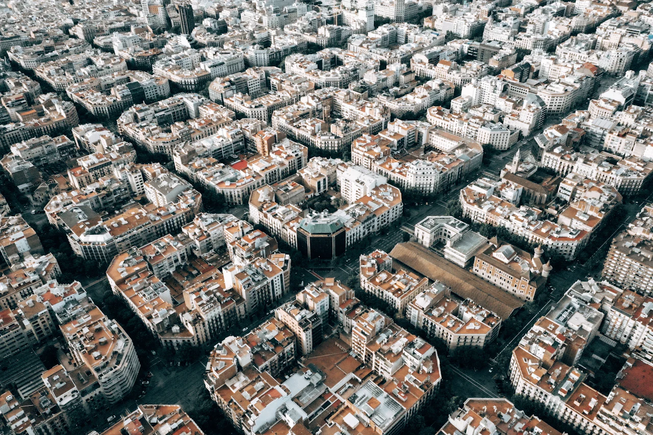 Vista de los edificios y calles de Barcelona
